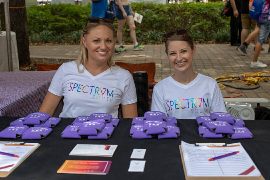 Kelsey and Megan of Spectrum South at Houston Pride