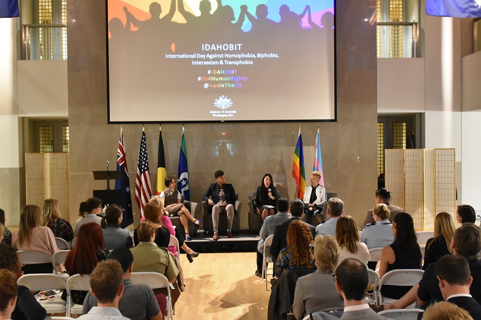 Amazin LeThi, who works to increase LGBTQ and Asian representation in sports and media, speaking at an event in Washington DC